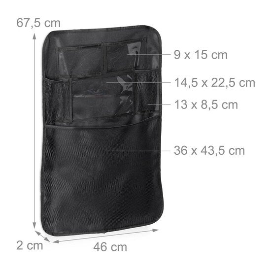 relaxdays Autositz-Organizer - 2er-Set - Sitz-Organizer Auto - Tablet-Halter schwarz