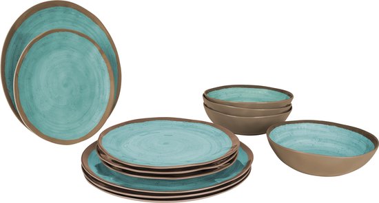 Bo-Camp – Geschirr – Halo – 12-teilig – Aqua