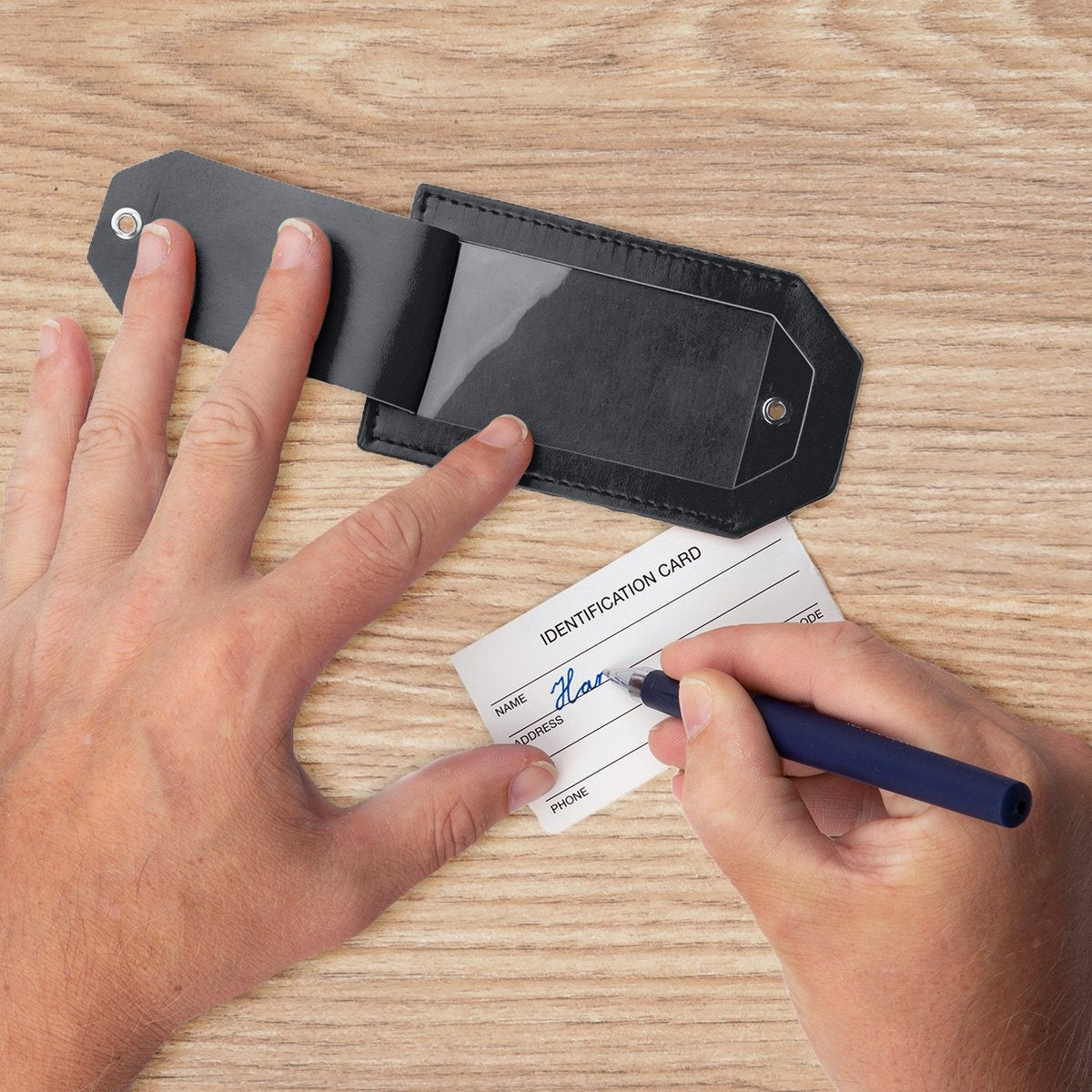 TRVLMORE Gepäckanhänger - Leder - Für Koffer und Taschen - 4 Stück - Schwarz