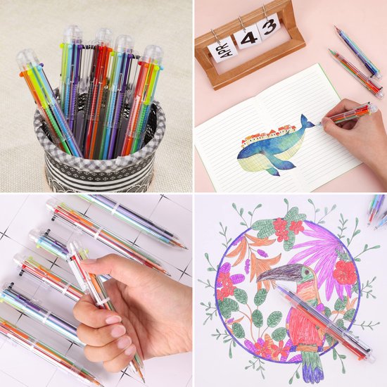 Partizzle 24x bunte Kugelschreiber - Kugelschreiber Handout Geschenke für die Schule - Kreative Farben - Grabbelton Stifte Geschenke für Kinder - 6 Farben