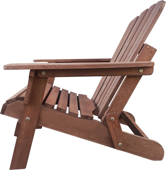 AXI Rosalie Adirondack Stuhl Coffee – Loungesessel aus Holz mit Armlehnen – Zusammenklappbar – Hohe Rückenlehne – Gartenstuhl – 75,5 x 86,5 x 85 cm – 100 % FSC-zertifiziertes Hemlock-Holz
