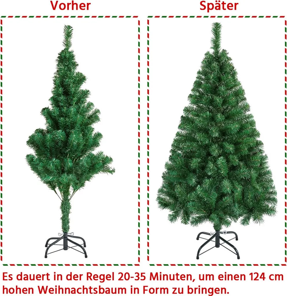 Yaheetech Kunstweihnachtsbaum 124 cm mit klappbarem Ständer, grün