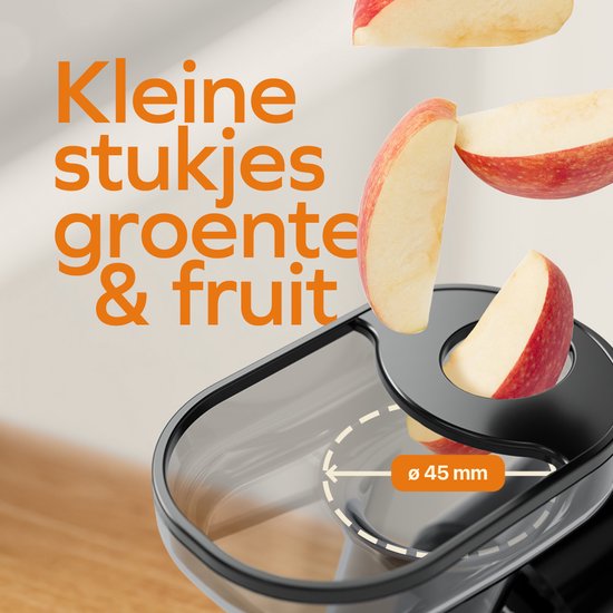 KitchenBrothers Slowjuicer - Kompakt - Entsafter - Gemüse- und Obstpresse - 45 mm - 500 ml - Schwarz