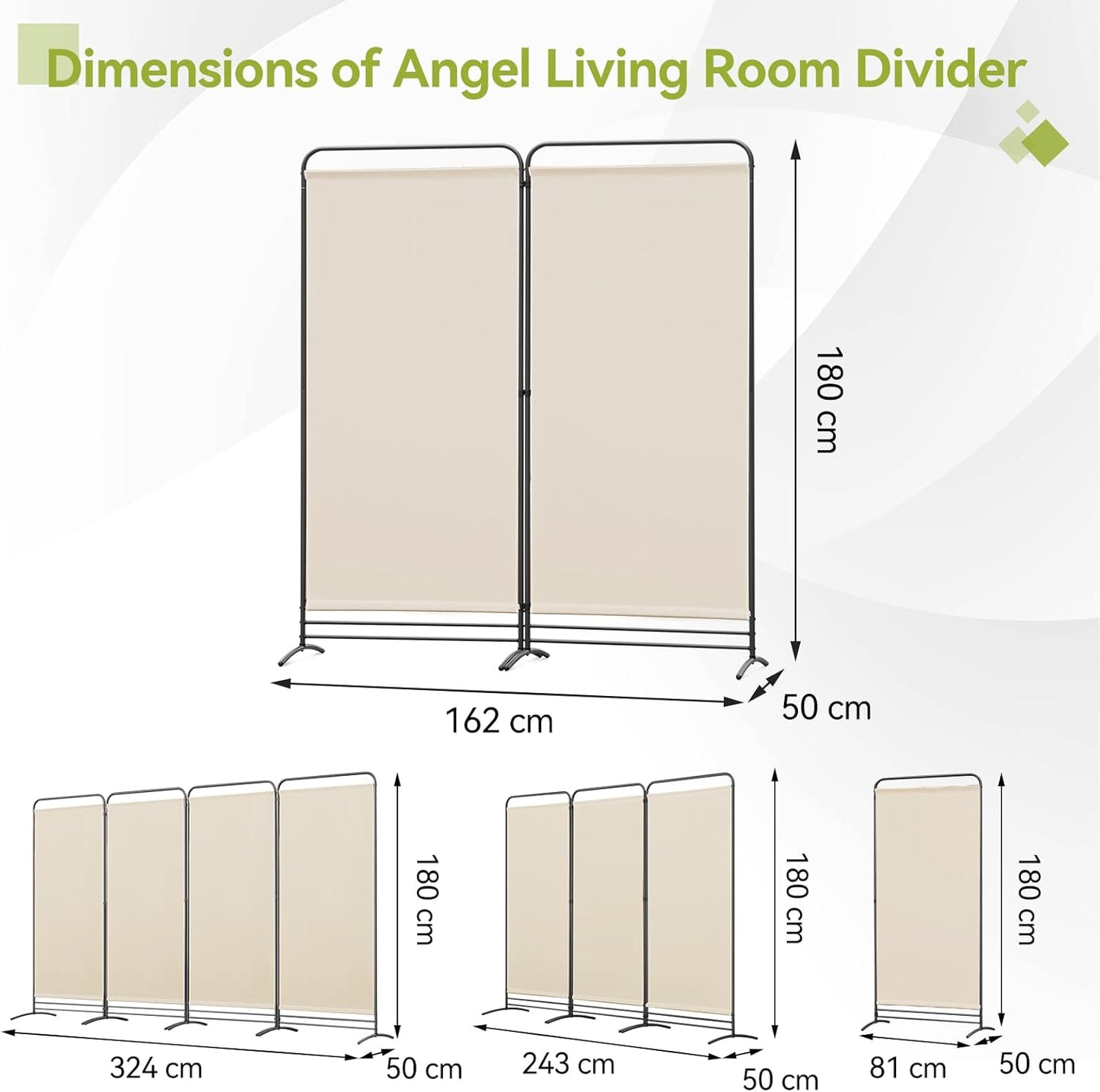 Angel Living Faltwand 2 Paneele - 162 x 180 cm - Beige