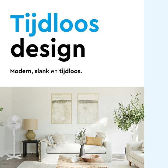 BRASQ Stativventilator - 40 cm - Weiß - Höhenverstellbar - 3 Geschwindigkeiten - 40 Watt