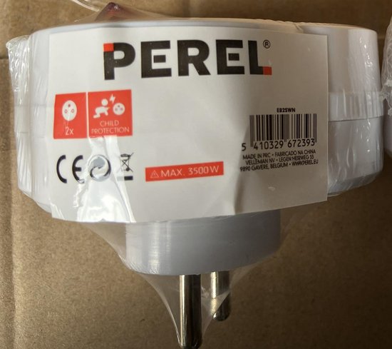 Perel Verteilerstecker mit Schalter, 2 Steckdosen mit Stifterdung (Typ E), Polypropylen, für den Innenbereich, weiß
