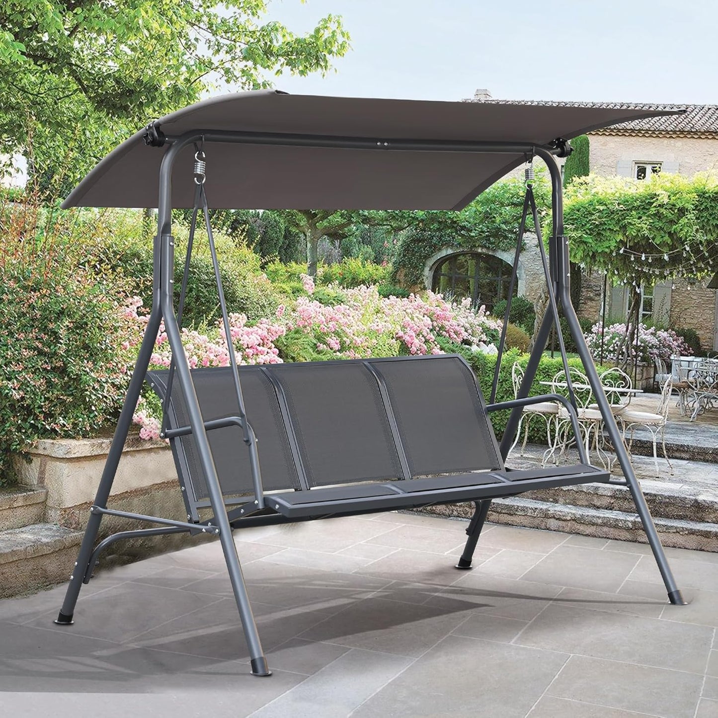 Angel Living Gartenschaukel - 3 Sitze - Dach - Teslin Stuhl - 170x110x152 cm - Teslin