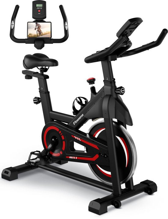 Flowsense Hometrainer Velair One - Fitness Bike - Hometrainer mit magnetischem Widerstand - Hometrainer Spinning Bike - 3KG Schwungrad - inkl. Tablet-Halterung