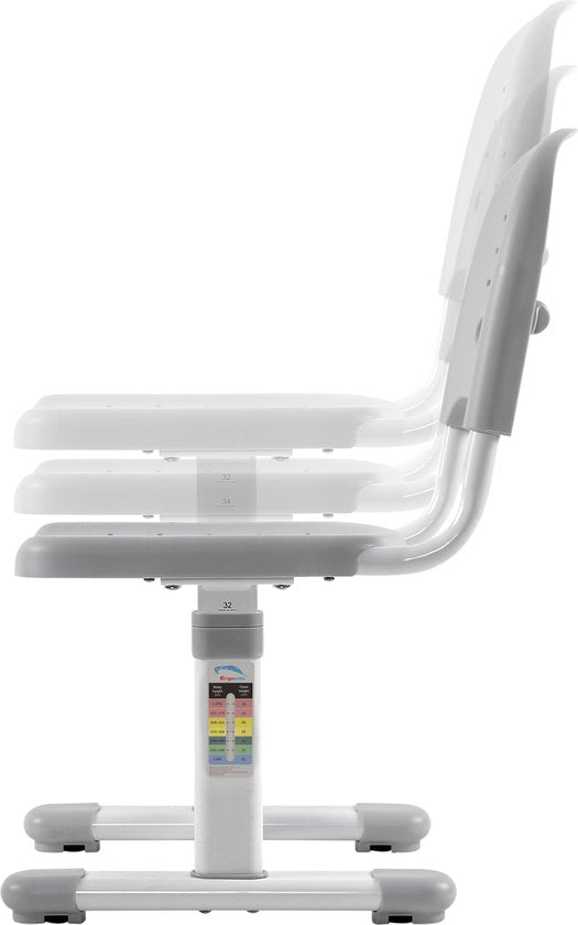 VDD Gaming - Kinderschreibtisch mit Schreibtischstuhl - höhenverstellbar von 54 cm bis 76 cm - mit Stauraum - Weiß