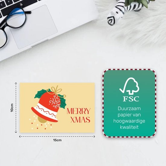 Giftmas Weihnachtskarten - Grußkarten - 36 Stück - Mit Umschlägen und Aufklebern - 10x15cm