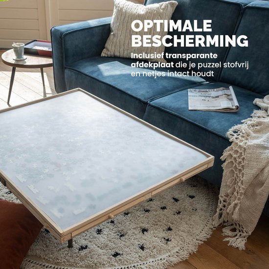 BREND BR-2224 Verstellbares Puzzlebrett mit 4 Schubladen für 1500 Teile - Puzzlebrett mit transparentem Deckel - Puzzletisch mit Filz und Aufbewahrungssystem