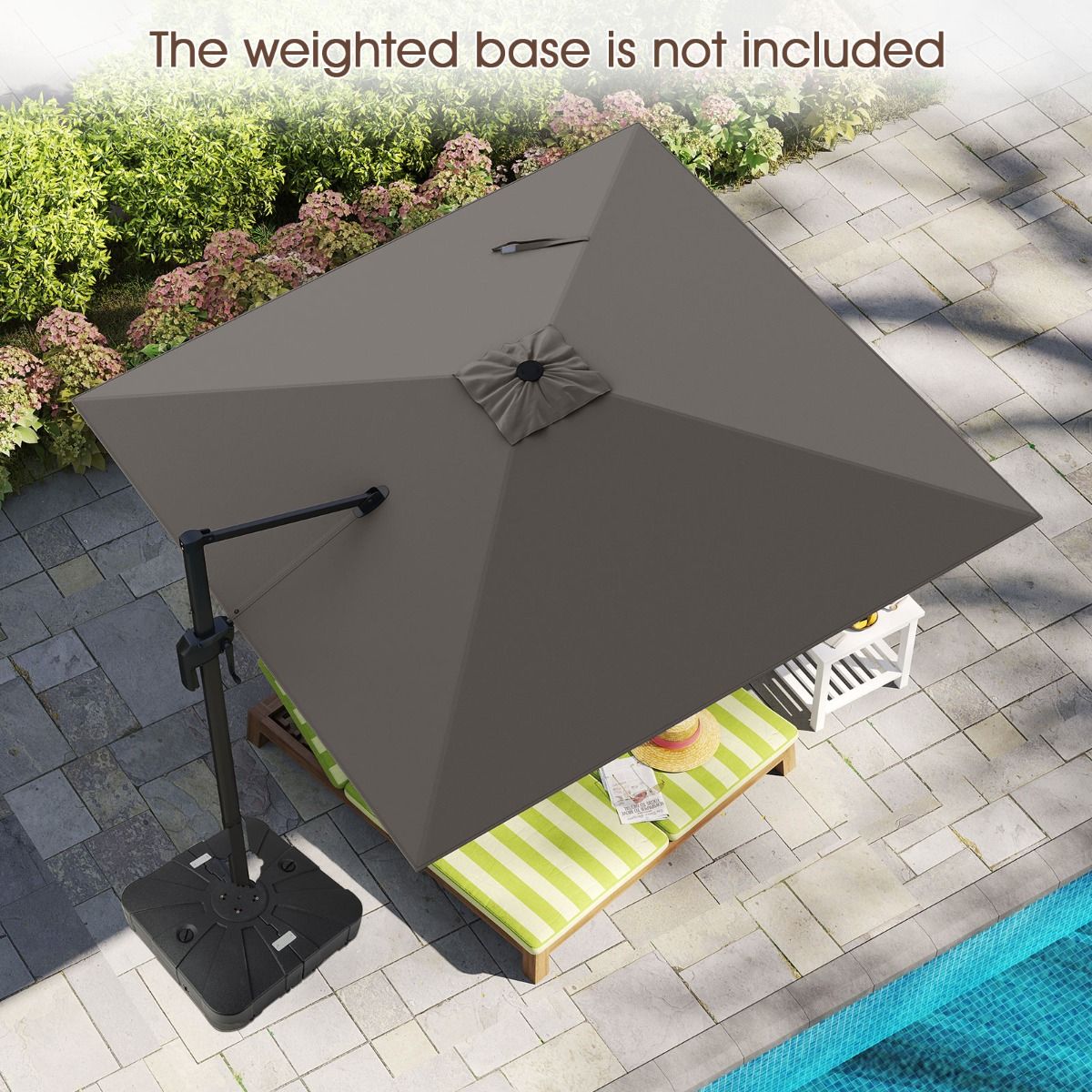 Coast Quadratischer Sonnenschirm – um 360° drehbar – Neigung verstellbar – grau 300 x 300 cm