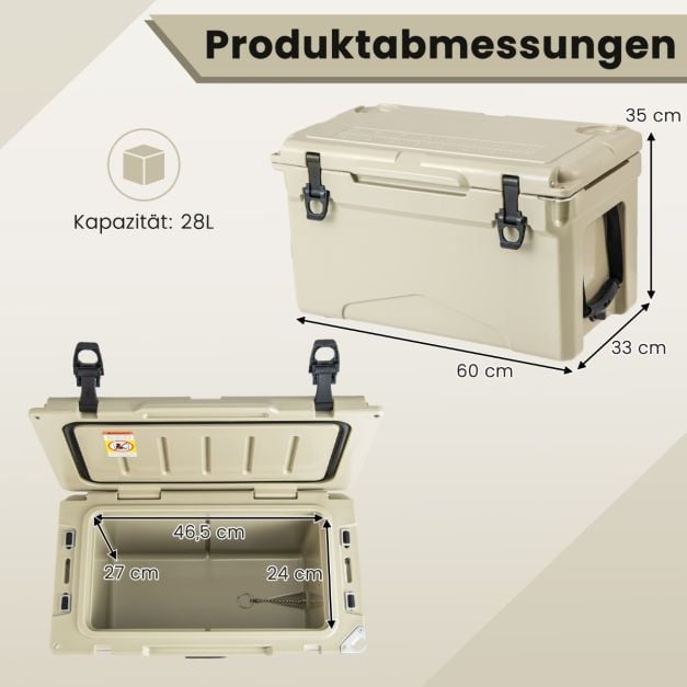 Coast Rotationsgeformte Kühlbox 28 l – 60 x 33 x 35 cm – Khaki