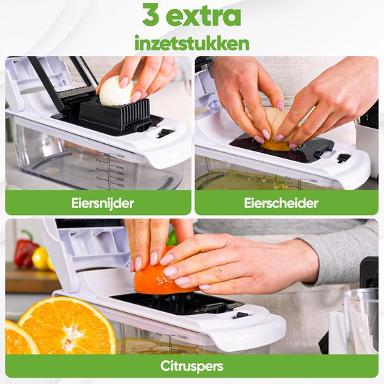 Stosh Mandoline - Gemüseschneider - Zwiebelschneider - Spiralschneider - 7-teilig - Weiß - BPA-frei