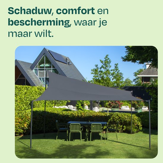 VONROC Sonnenschutzplane, rechteckig – 400 x 300 cm – grau – wasserabweisend – UV-Schutz UPF 50+ – inkl. Befestigungsset aus Edelstahl