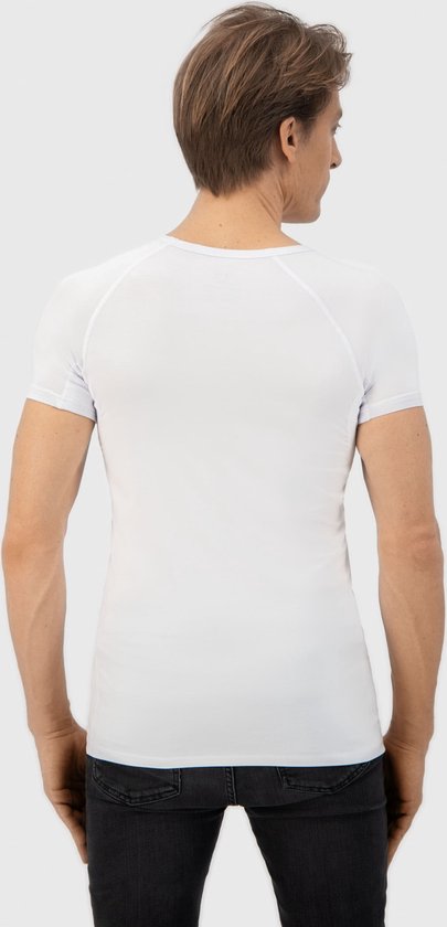 Anti-Sweat-Shirt - Fibershirts® - eingenähte Achselpads - Unterhemd - Weiß - Rundhalsausschnitt - Herren - Größe L