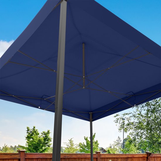 LifeGoods Partyzelt - Pavillon - EasyUp - faltbar - 4 Seitenwände - wasserdicht - mit Tragetasche mit Rädern - 3x3 Meter - Dunkelblau