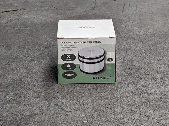 BRASQ Türstopper mit Anti-Rutsch-Edelstahl 1,1 Kg - Für den Innen- und Außenbereich - Türpuffer mit Gummischutz Ø9 x 7,5 cm