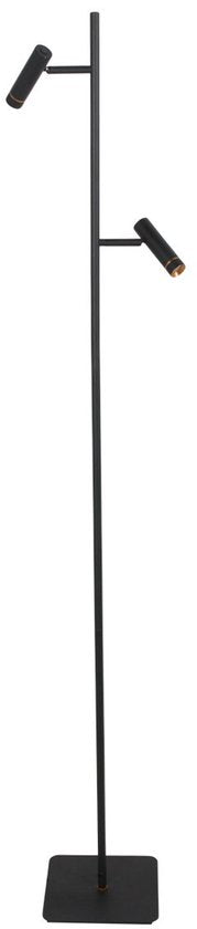 Stehlampe Lumo 4608ZW – moderne schwarze LED-Leselampe von Mexlite, 125 cm hoch, dreh- und neigbar, mit verstellbaren Lichtpunkten und Touch-Dimmer