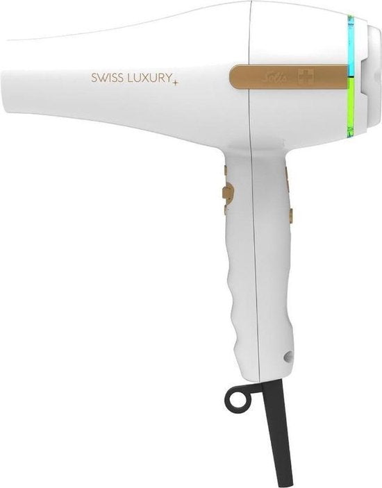 Solis Swiss Luxury Haartrockner – 2100 W – 11 Stufen – Ionenfunktion – Inkl. Stylingdüsen & Diffusor – Weiß