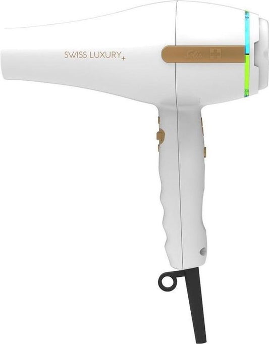 Solis Swiss Luxury Haartrockner – 2100 W – 11 Stufen – Ionenfunktion – Inkl. Stylingdüsen & Diffusor – Weiß