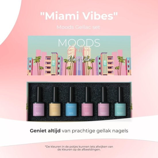 Moods Gellac 6-teiliges Set - Gel-Nagellack - 8ML - Miami Vibes Edition - Gellac - Nägel - Gel Polish Starter Pack - Pastellfarben