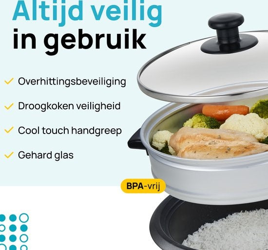 MOA Reiskocher mit Dampfgarer 1,5 Liter - Schwarz - RC18B