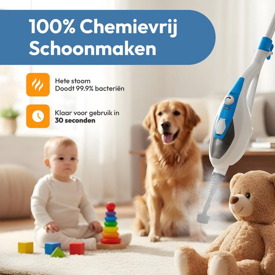 BOLLIT Hochdruck-Dampfreiniger 2 in 1 - Handdampfreiniger - 1500W 16 in 1 - Fleckenreiniger - für alle Böden, Sofa, Bad und Teppichreinigung