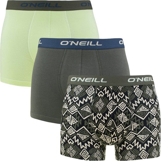 O'Neill Herren 3P Boxershorts ikat & einfarbig grün - Größe S