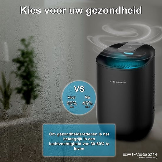 ErikssÃ˜n Luftentfeuchter Dry Pro - Entfeuchtet bis zu 0,6 Liter pro Tag - Geeignet für Schlafzimmer und Badezimmer und Wohnzimmer und Keller - Luftentfeuchter
