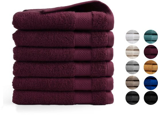 DoubleDry XL Handtücher 70 x 140 – 6er-Set – Hotelqualität 500 g/m² – 6x Bordeauxrot