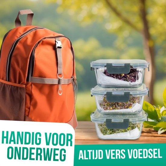 Avalo Food Storage Trays Glas - Meal Prep Trays - Freezer Trays - Mit Deckel - 10 Stück 1060ml / 370ml