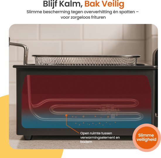 Goliving Fryer 3L - Fritteuse - Sichtfenster aus Glas - bis zu 190°C - 2000W - Edelstahl - Schwarz