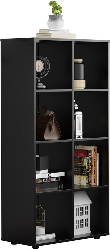 VDD - Bücherregal - Wandschrank - Aufbewahrungsschrank - Schwarz - 8 Fächer