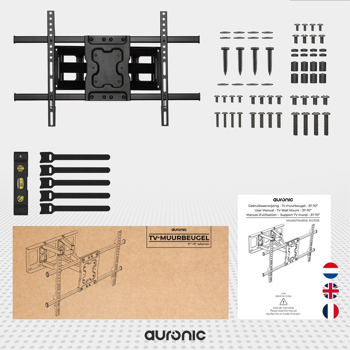Auronic TV-Halterung - drehbar und neigbar - 37 bis 70 Zoll - bis zu 60 KG - Schwarz