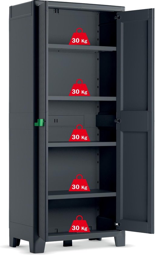 Keter Moby Hochschrank - 4 Fachböden - 80x44x182 cm - Anthrazit
