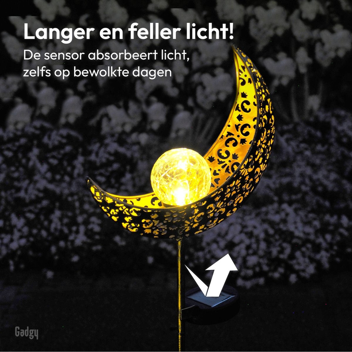 Gadgy -- Solar-Mondlampe - MIT Erdspieß und Sensor - 2 Stück - Bronze/Gold -88 cm