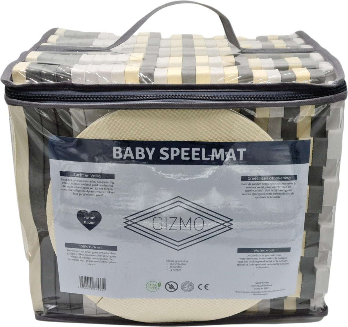 GIZMO Baby & Kleinkind Spielmatte XL - Weicher EVA-Schaumstoff Spielteppich - Mit erhöhtem Rand - Sicher und bequem - 150x150x1,5 cm