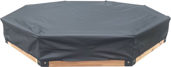 AXI Onno XL Sandkasten 150 x 150 x 23 cm in Braun/Anthrazit – Mit Sitzbänken – Mit Schutzhülle – 100 % FSC-zertifiziertes Zedernholz – Großer Sandkasten für Kinder