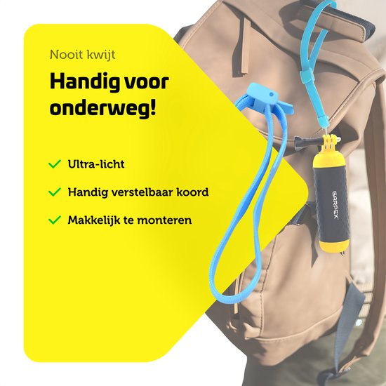 GarpexÂ® Floating Handgrip - Schwimmendes Stativ - Universal - Geeignet für alle Action-Kameras - Selfie Stick - Inklusive verstellbarer Handschlaufe und Daumenschraube