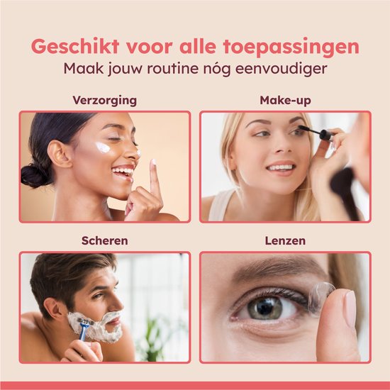 Fraay® Make-up-Spiegel mit LED-Beleuchtung - 10-fache Vergrößerung - Vergrößerungsspiegel mit Licht - wiederaufladbar - Rasierspiegel - Badezimmerspiegel - Schwarz