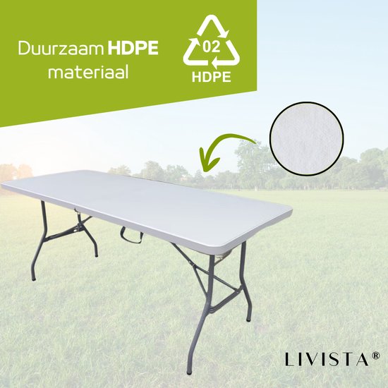 Livista® Klapptisch - Klapptisch - 180 x 70 cm - Klapptisch - Rutschfest und wetterfest - Weiß