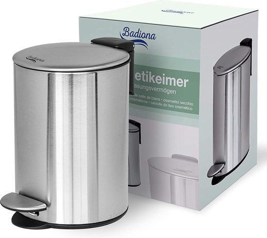 Badezimmereimer 3 l Edelstahl Softclosing-Mechanismus Mülleimer Abfalleimer Silber Chrom Metall