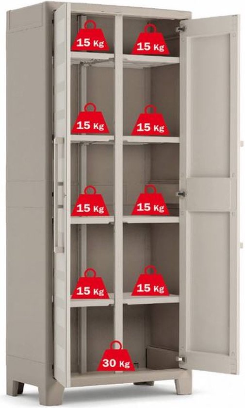 Keter Gulliver Hochschrank - 8 halbe Böden - 80x44x182cm - Sand/Beige