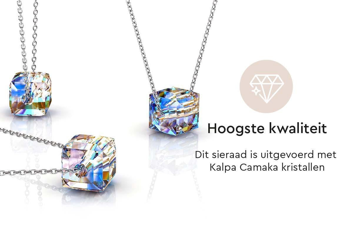 Yolora Damen Halskette mit Kalpa Camaka Kristall Anhänger - Farbe Silber - 18K Weißgold plattiert - Geschenkbox - Muttertagsgeschenk