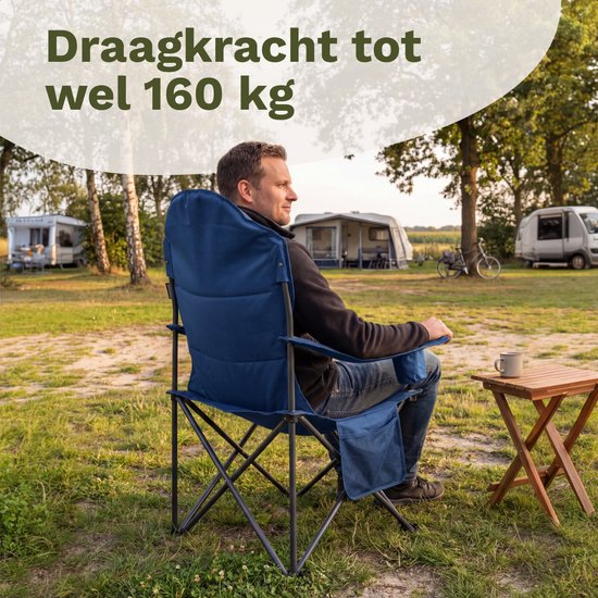 TRVLMORE Campingstühle XXL - klappbar - 2er-Pack - 160KG Tragkraft - Inkl. Tragetasche - Klappstuhl - Angelstuhl - Campingstuhl - Klappstuhl - Blau