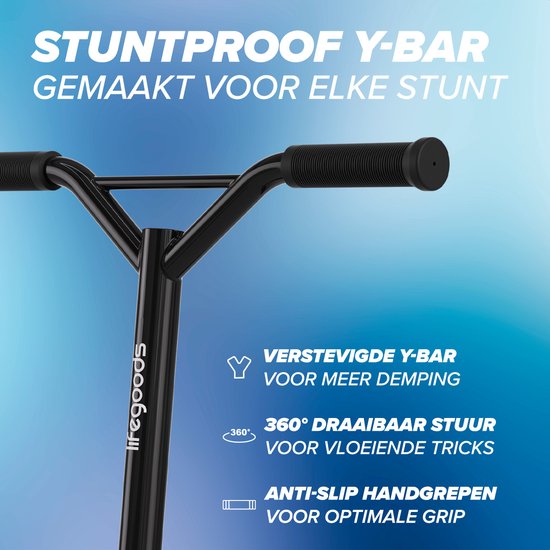 LifeGoods Stuntstep Fly X - 6+ Jahre - Schritt für Kinder - Jungen/Mädchen - 100mm - 100KG - Schwarz/Blau