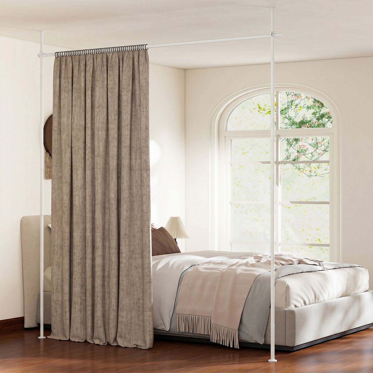 Coast Paravent-Vorhangstange – ohne Bohren – verstellbar 120–314 x 73–183 cm – weiß