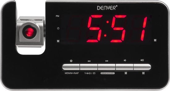 Denver Radiowecker mit Projektion - Digitaler Wecker - FM-Radio - Doppelalarm - CRP618 - Schwarz