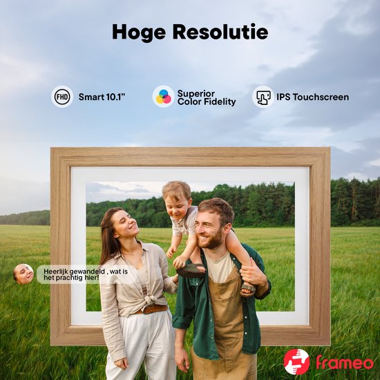 Denver - Digitaler Fotorahmen - 10,1 Zoll - HD - Frameo App - WiFi - IPS Touchscreen - 16GB - Holz